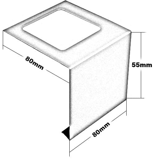 Edelstalverbinder für Balkonprofile in L-Form 55 mm