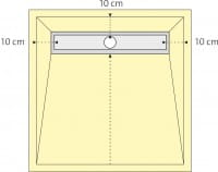 Duschboard quadratisch, 4-seitiges Gefälle bemaßt
